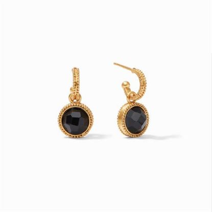 Picture of Julie Vos Fleur De Lis - Hoop & Charm Earrings In Obsidian Black