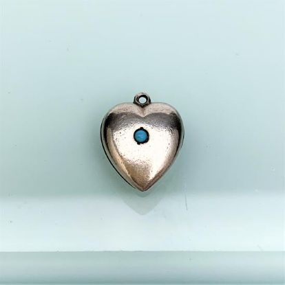 Picture of Antique Puffy Heart Charm With Turquoise Center