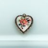 Picture of Vintage David Andersen, Norway Sterling Silver & Guilloche Enameled Heart Charm With Hand Painted Wild Rose