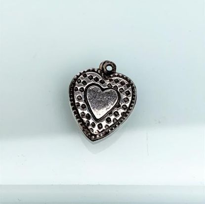 Picture of Vintage Puffy Heart Charm With Polka Dots