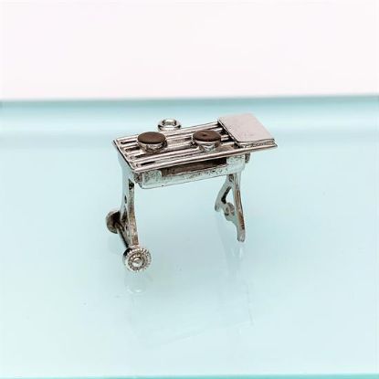 Picture of Vintage Sterling Silver & Enamel Hamburgers On Bbq Grill With Moving Wheels Charm