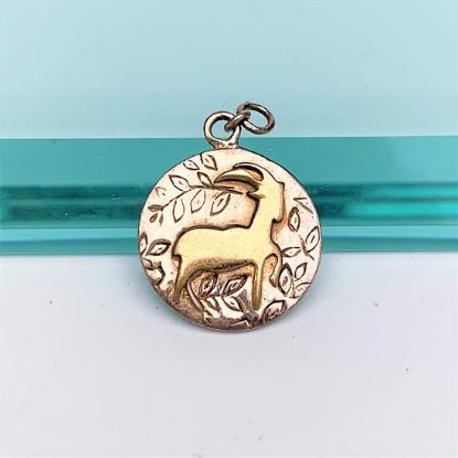 Picture of Vintage Sterling Silver & Gold Plated Capricorn (December 22-January 20) Zodiac Charm/Pendant