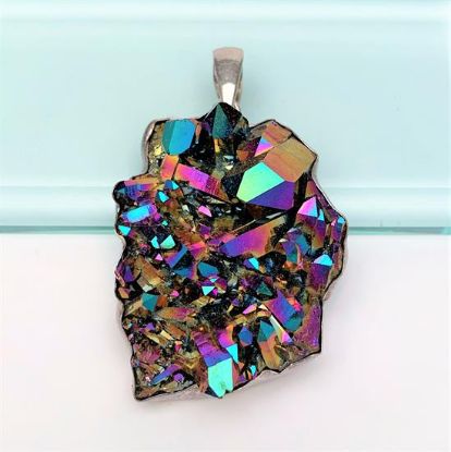 Picture of Large Charles Albert Chalcopyrite Crystal In Sterling Silver Pendant
