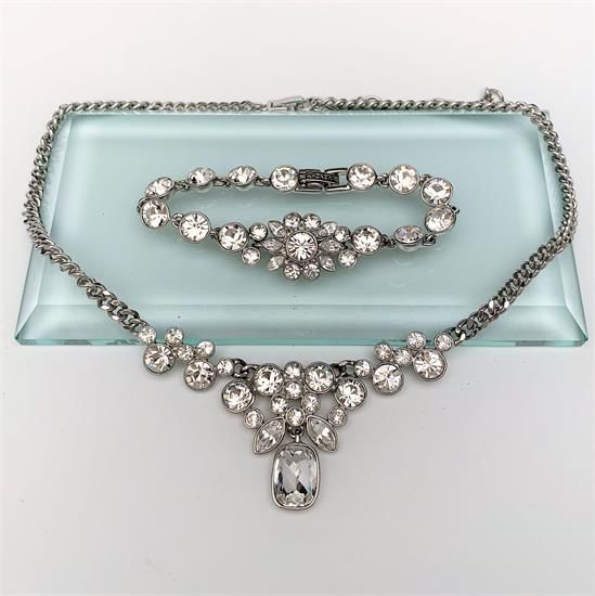 Picture of Givenchy Silver Tone Necklace & Bracelet Set With Clear Swarovski Crystals