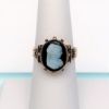 Picture of Victorian Era 9K Gold & Hard Stone (Agate) Cameo Ring Featuring Woman In Medieval Head Gear