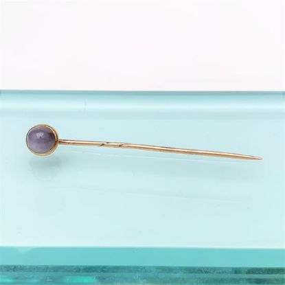 Picture of Vintage 14K Gold & Natural Pale Grey-Blue Star Sapphire Stick Pin