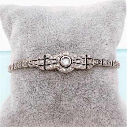 Picture of Vintage Art Deco Style 14K White Gold & Round Brillian & Single Cut Diamond Bracelet