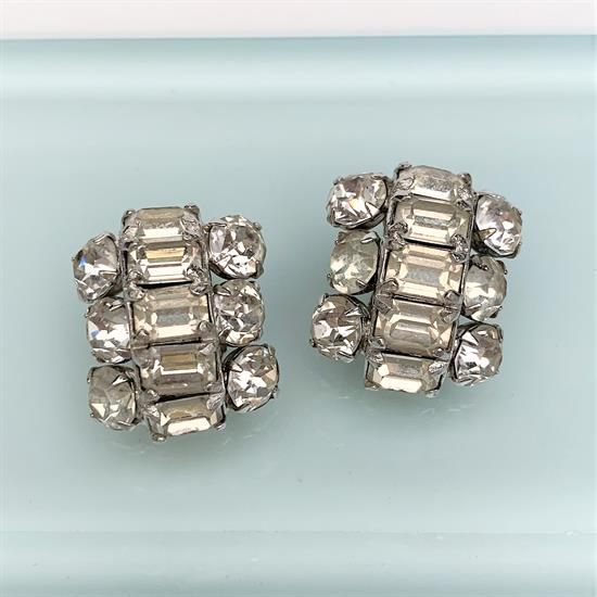 Picture of Signed Eisenberg Clear Rhinestone Clip-On Earrings