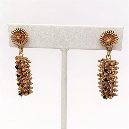 Picture of Stunning Victorian Era 18K Gold & Sapphire Etruscan Revival Style Earrings