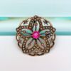 Picture of Victorian Era 14K Gold, Seed Pearl & Natural Ruby Flower Brooch/Pendant