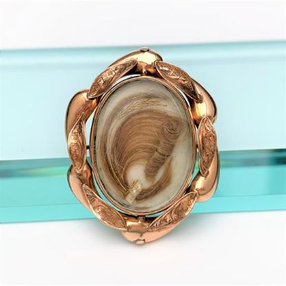 Picture of Victorian Era 9K Rose Gold Double Sided Hair Art/Mounring Brooch With Swiveling Frame