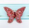 Picture of Vintage Weiss Pink & Red Rhinestone Butterfly Brooch In Gold Tone Frame