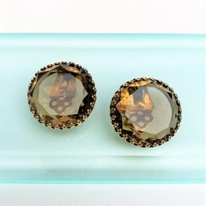 Picture of Weiss Large Faceted Glass Clip-On Earrings In Topaz