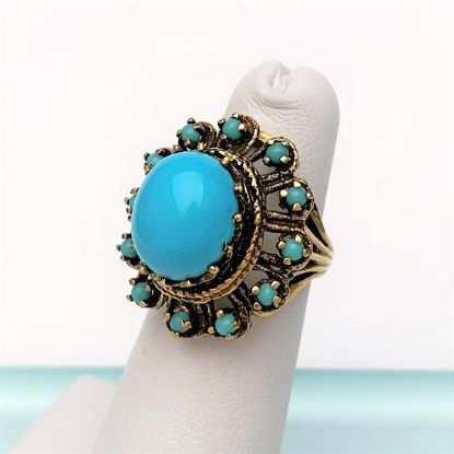 Picture of Antique 14K Gold & 'Sleeping Beauty' Turquoise Statement Ring