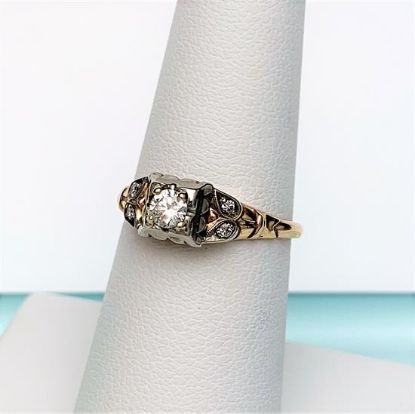 Picture of Art Deco Era 14K Yellow & 18K White Gold & Diamond Engagement Ring