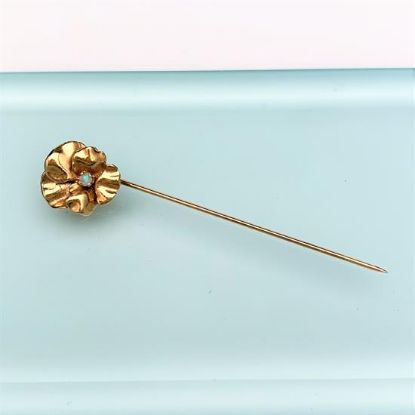 Picture of Art Nouveau Style 14K Gold & Opal Pansy Shaped Stick Pin