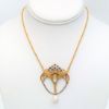 Picture of Rare Art Nouveau 14K Gold, Sapphire, Diamond, Moonstone & Freshwater Pearl Bird Shaped Necklace