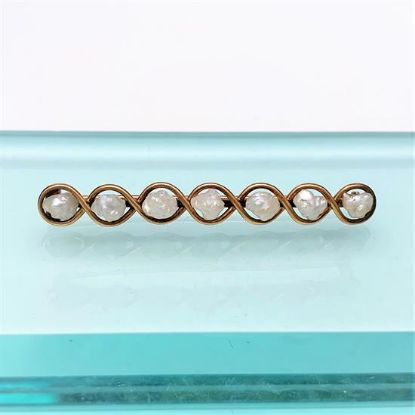 Picture of Victorian Era 10K Gold & Freshwater Pearl Bar Brooch