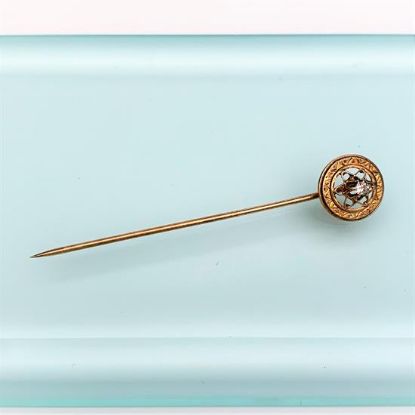 Picture of Victorian/Edwardian Era 10K Gold And Old Mine Cut Diamond Stick Pin