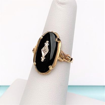 Picture of Vintage 10K Gold, Black Onyx & Diamond Ring