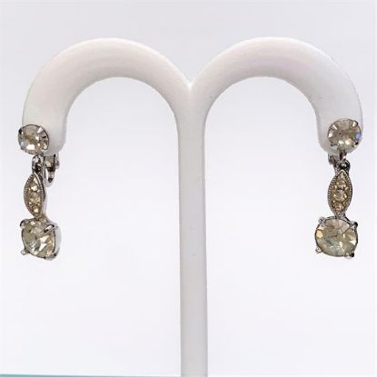 Picture of Vintage Eisenberg Clear Rhinestone Dangle Clip-On Earrings