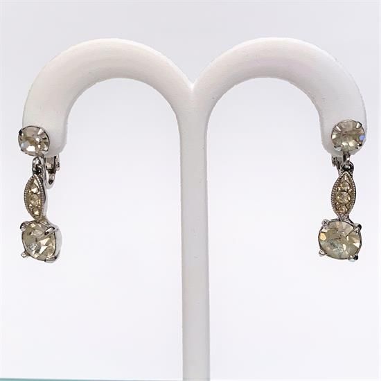 Picture of Vintage Eisenberg Clear Rhinestone Dangle Clip-On Earrings