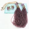 Picture of 1950'S Miriam Haskell Necklace & Earring Set With Glass Pearls, Seed Beads, Amethysts & Clear Rhinestones