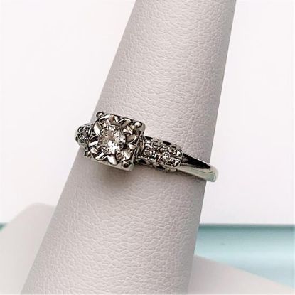 Picture of Art Deco Era 14K White Gold & Old European Cut Diamond Engagement Ring