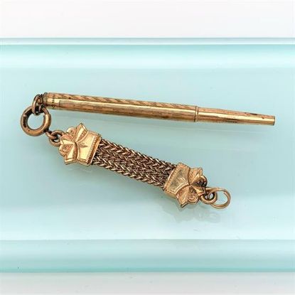 Picture of Victorian/Edwardian Era Gold Filled Chatelaine Mechanical Pencil With Fob