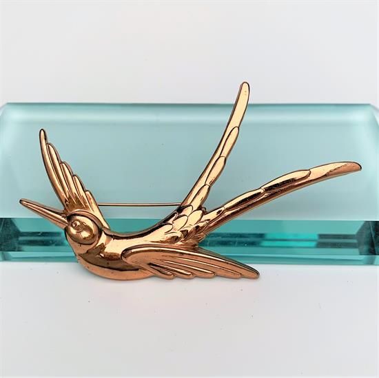 Picture of 1940'S Corocraft Rose Gold Plated Sterling Silver Swallow Brooch