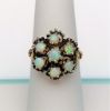 Picture of Antique 14K Gold & White Opal Cluster Ring With Black Enamel Accents