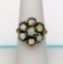 Picture of Antique 14K Gold & White Opal Cluster Ring With Black Enamel Accents
