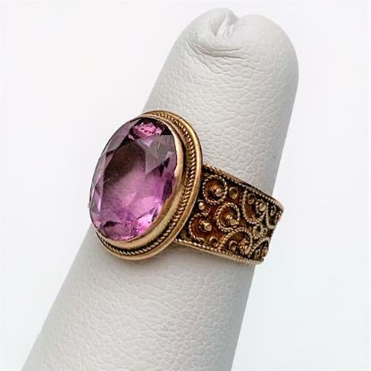 Picture of Victorian Era 13K Gold & Natural Amethyst Etruscan Revival Style Ring