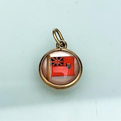 Picture of Vintage 14K Gold & Reverse Carved & Painted Essex Crystal Canadian Flag Charm/Pendant