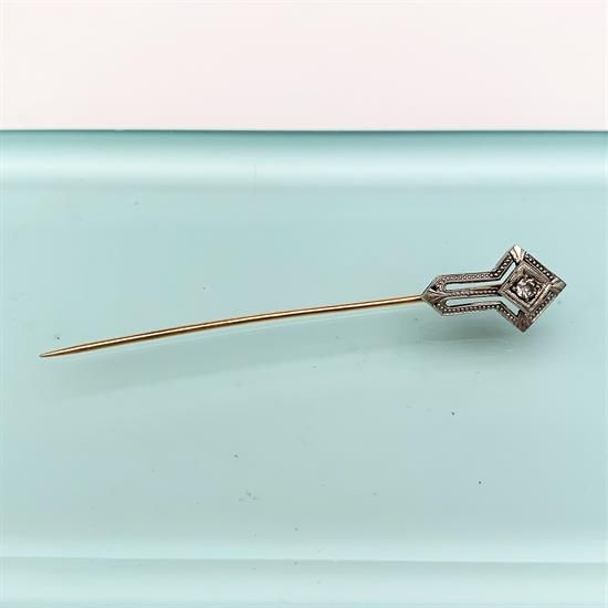 Picture of Art Deco Era 14K Yellow & White Gold & Diamond Stick Pin