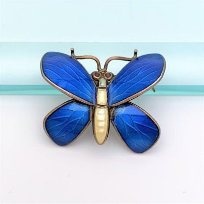 Picture of Mid Century Einer Modahl (Olso, Norway) Gilt Sterling Silver & Enamel Butterfly Brooch