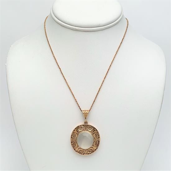 Picture of Stunning Art Nouveau Era 14K Gold & Moonstone Cabochon Necklace