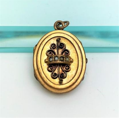 Picture of Victorian Era Gold Filled & Seed Pearl Locket