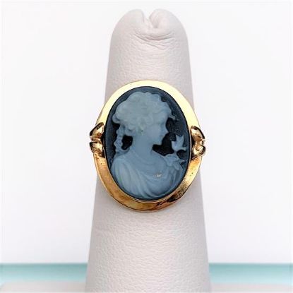 Picture of Vintage 14K Italian Gold & Carved Blue Agate Cameo Ring