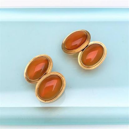 Picture of Vintage 14K Yellow Gold & Carnelian Cabochon Cufflinks