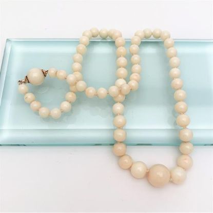 Picture of Vintage Graduated Natural Angel Skin Coral Bead Necklace With 10K Gold Clasp