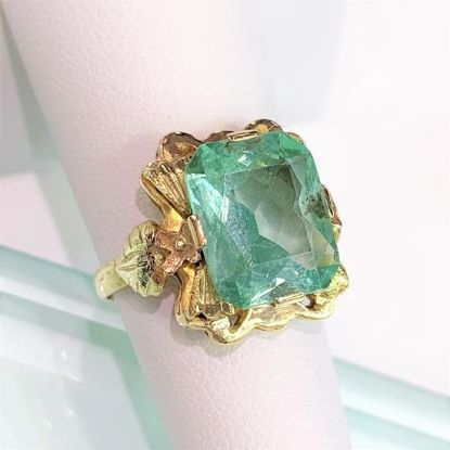 Picture of Antique 1920'S 14K Rose & Yellow Gold With Synthetic Blue-Green Spinel Ring