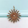 Picture of Victorian Era 14K Yellow Gold, Seed Pearl & Diamond Sun/Starburst Brooch/Pendant