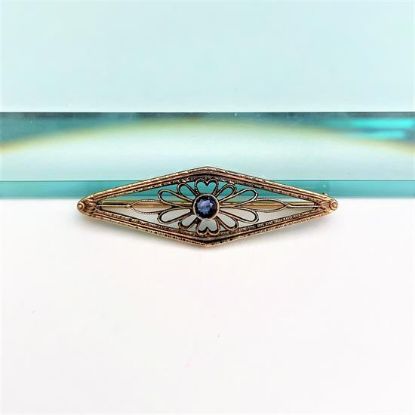 Picture of Victorian/Edwardian Era 14K Yellow Gold & Sapphire Filigree Brooch