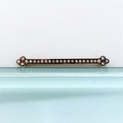 Picture of Edwardian Era 14K Yellow Gold & Seed Pearl Bar Brooch