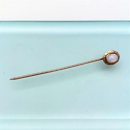 Picture of Victorian/Edwardian Era 10K Gold & White Opal Cabochon Stick Pin