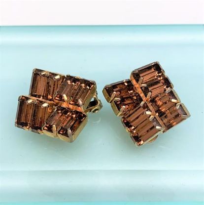 Picture of Vintage Weiss Topaz Rhinestone Clip-On Earrings