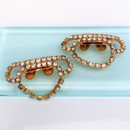 Picture of Vintage Musi Gold Tone Metal & Clear Rhinestone Shoe Clips