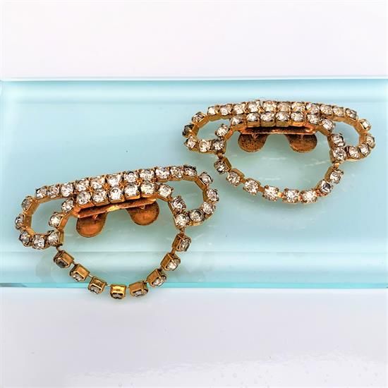 Picture of Vintage Musi Gold Tone Metal & Clear Rhinestone Shoe Clips