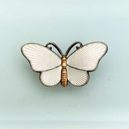 Picture of Ivar T.  Holth White Enamel & Sterling Silver Butterfly Brooch
